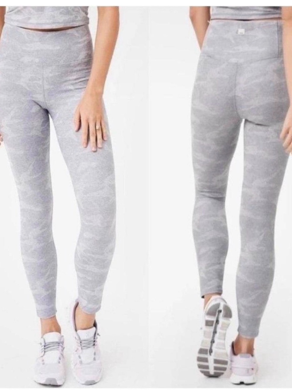 Vuori Clean Elevation Leggings SM Gray Camo High Rise Pocket Workout Yoga